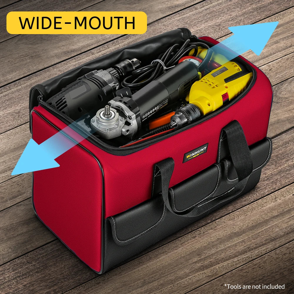 WINHUNT Heavy Duty Wide Mouth Tool Bag - Perfect for Electricians & Mechanics