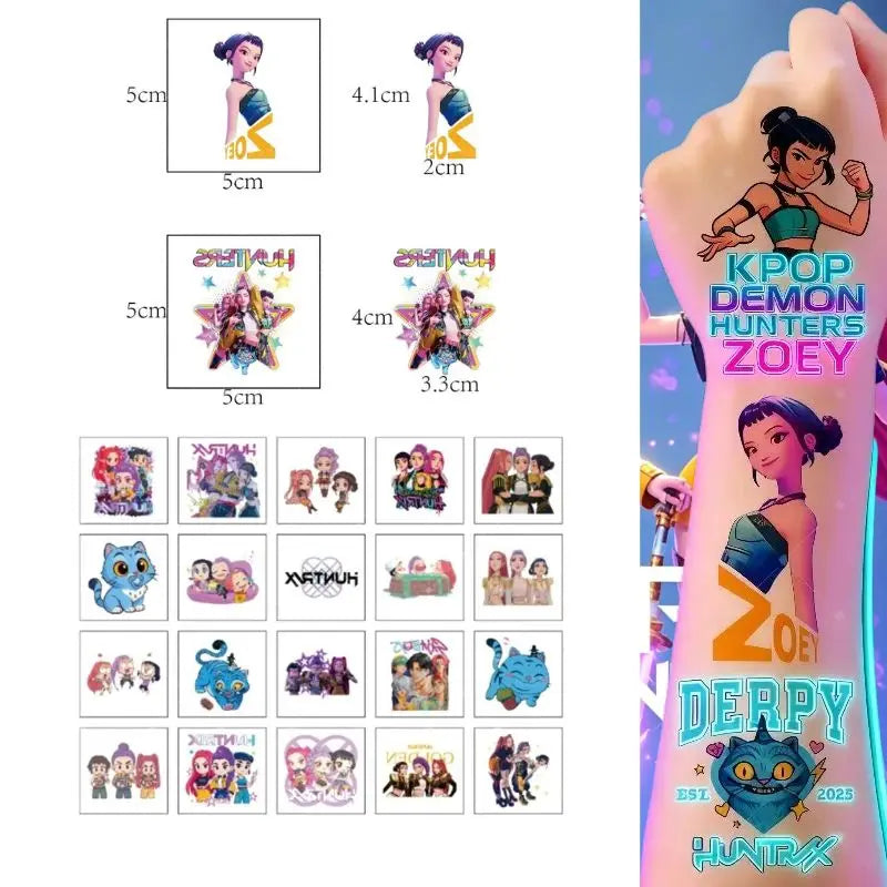 20pcs Cartoon Temporary Tattoo Stickers for Parties & Cosplay
