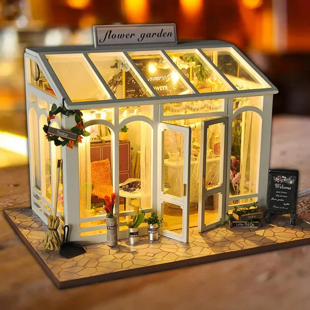 DIY Dollhouse Kit: 3D Flower Garden Puzzle with LED Lights