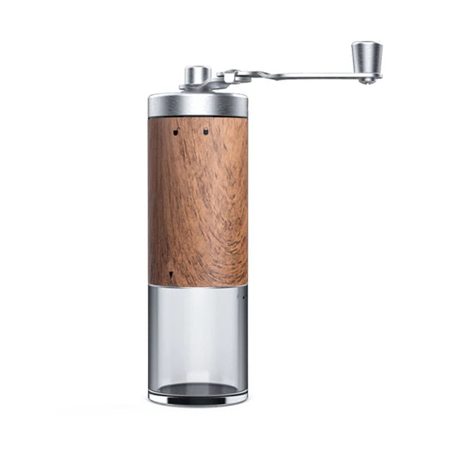 Portable Manual Coffee Grinder - Stainless Steel & Wood Elegance