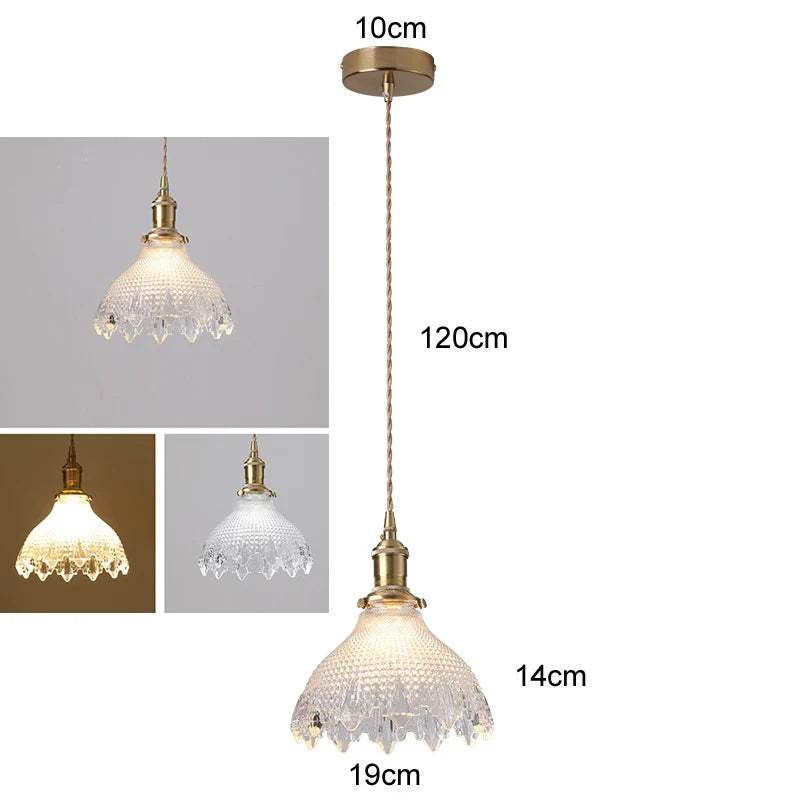 Elegant Copper Glass LED Pendant Lamp for Living Room & Kitchen