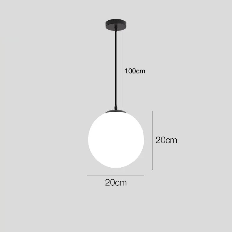 Modern Nordic Glass Ball Pendant Light - Elegant Brass & Black Design