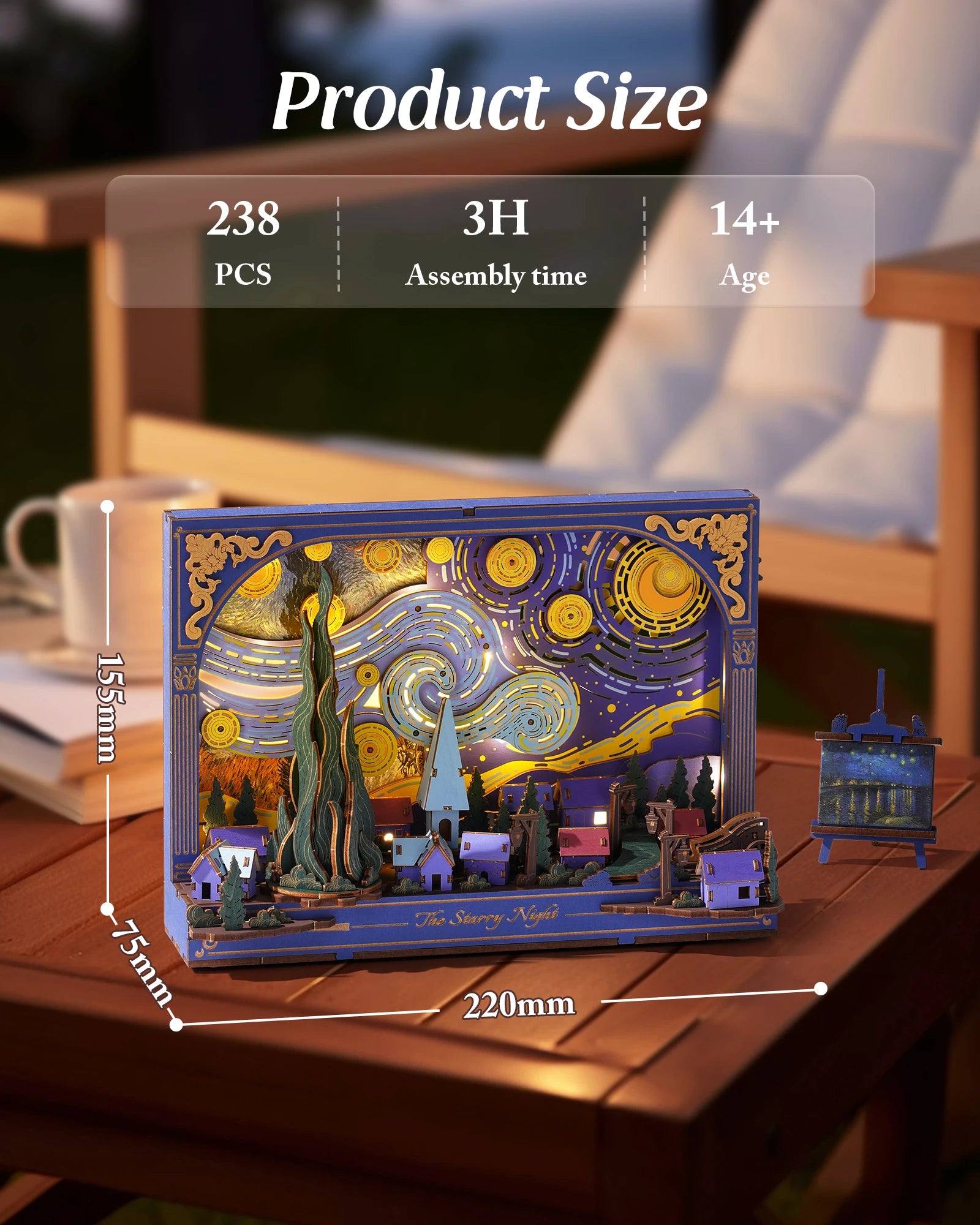Robotime Starry Night 3D Wooden Puzzle with LED Light - DIY Desk Decor