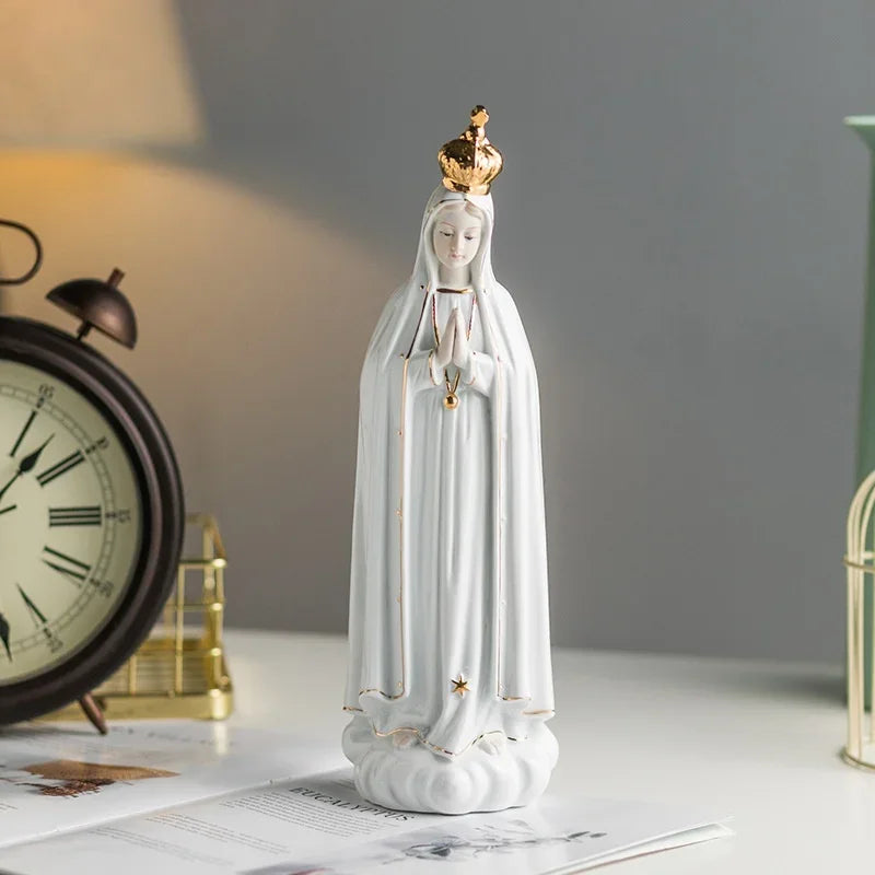 Elegant Ceramic Our Lady of Fatima Statue for Home & Church Decor