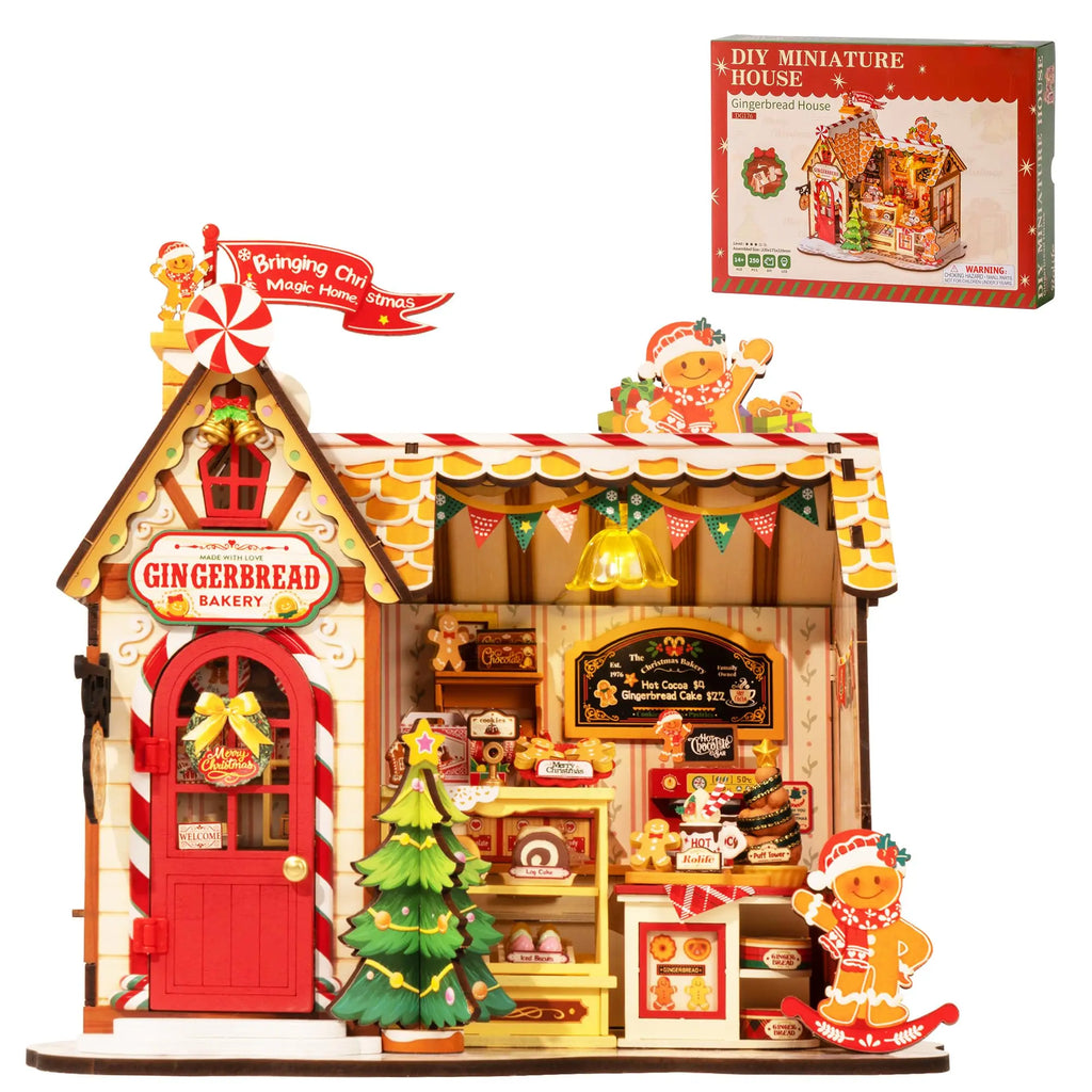 Rolife Christmas Gingerbread House DIY Kit with LED Lights