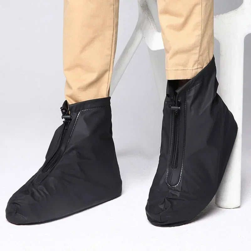 Unisex Waterproof Non-Slip Rain Shoe Covers with Zipper