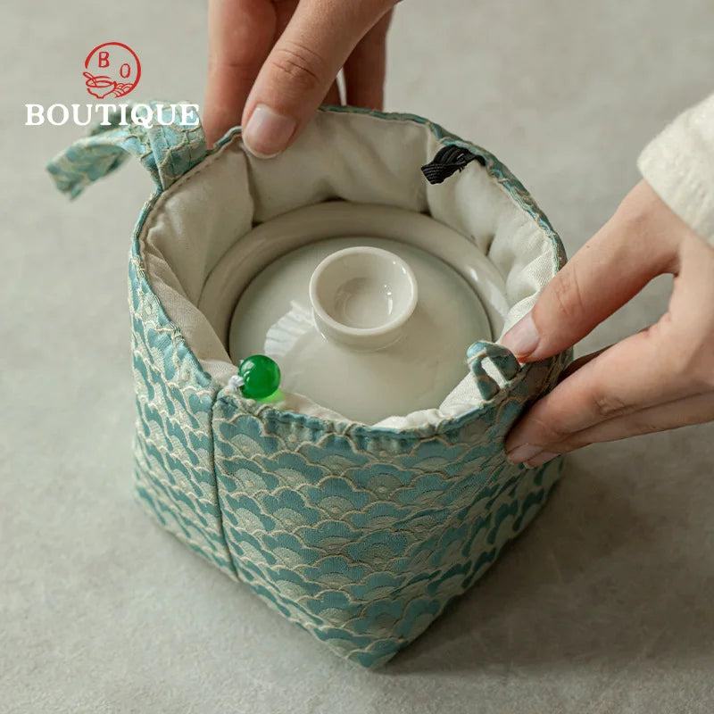 Vibrant Handmade Teaware Set for Outdoor Adventures - Portable & Stylish