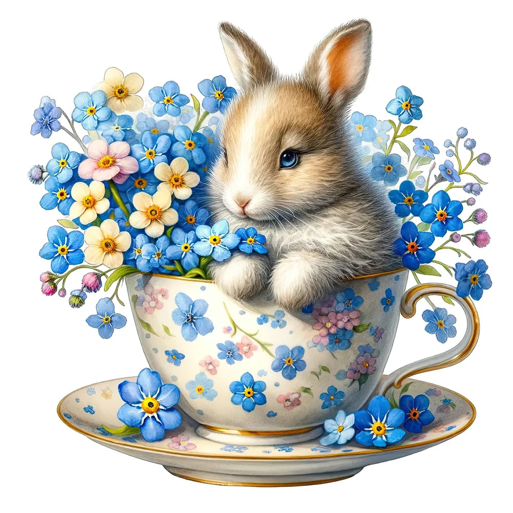5D DIY Round Diamond Painting Kit - Rabbit and Floral Designs