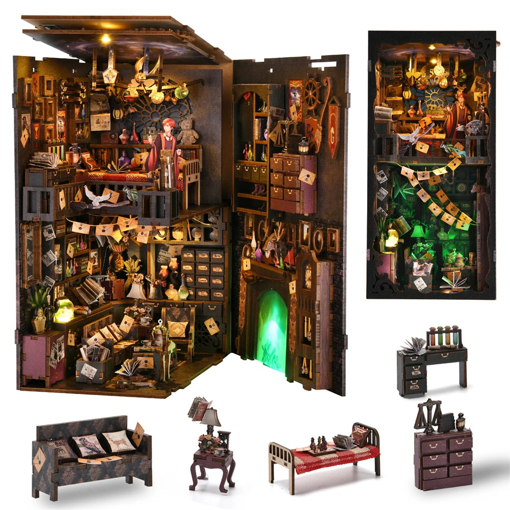 DIY Book Nook Kit - Enchanting 3D Puzzle for Mystical Home Decor