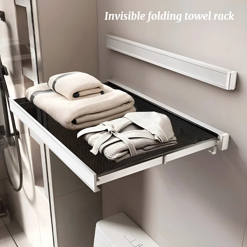 Retractable Wall-Mounted Towel Rack - Space-Saving Storage Solution