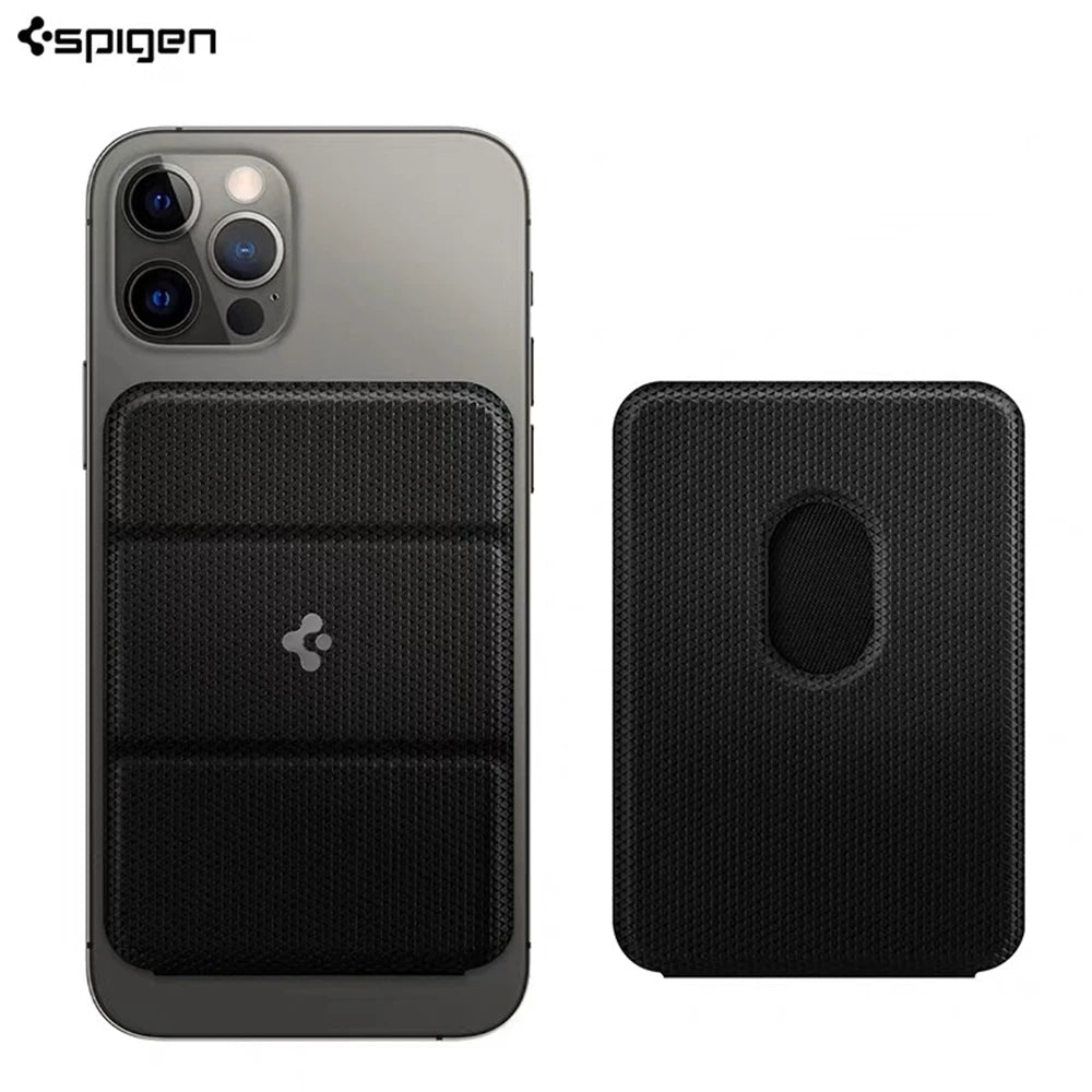 Spigen iPhone 17/16/15 Pro Max Leather Folding Magnetic Stand & Card Holder