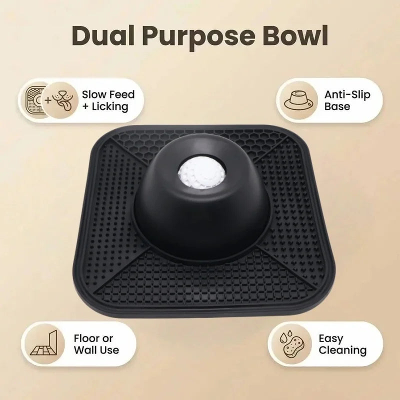 Engaging Slow Feeder Dog Bowl with Interactive Ball & Licking Mat