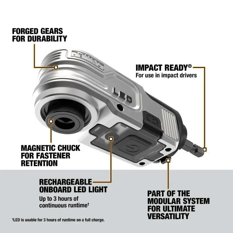 DEWALT FLEXTORQ® Right Angle Attachment with LED for Compact Spaces