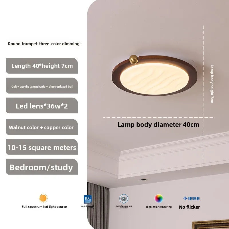 Wabi-Sabi Walnut Wood Ceiling Light - Modern LED Eye Protection