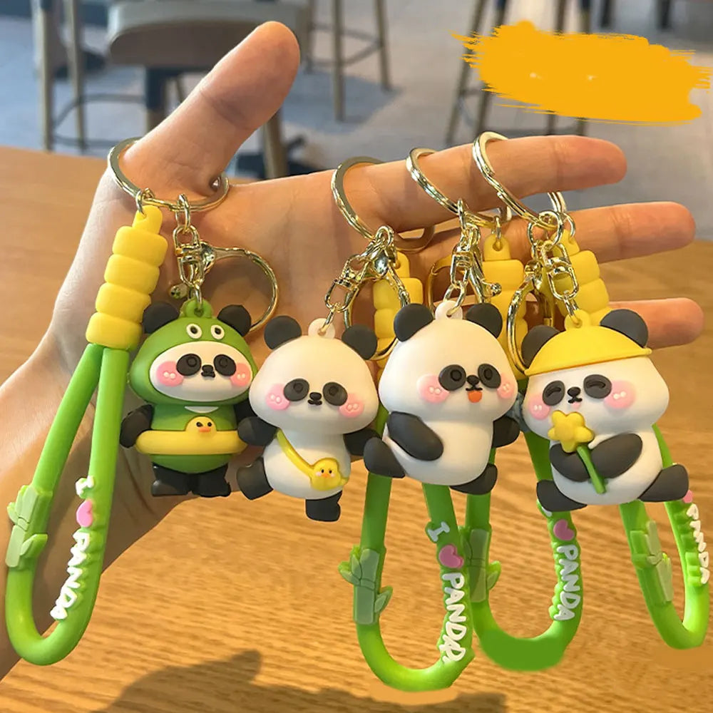 Cute 3D Rubber Kung Fu Panda Keychain for Bags and Cars
