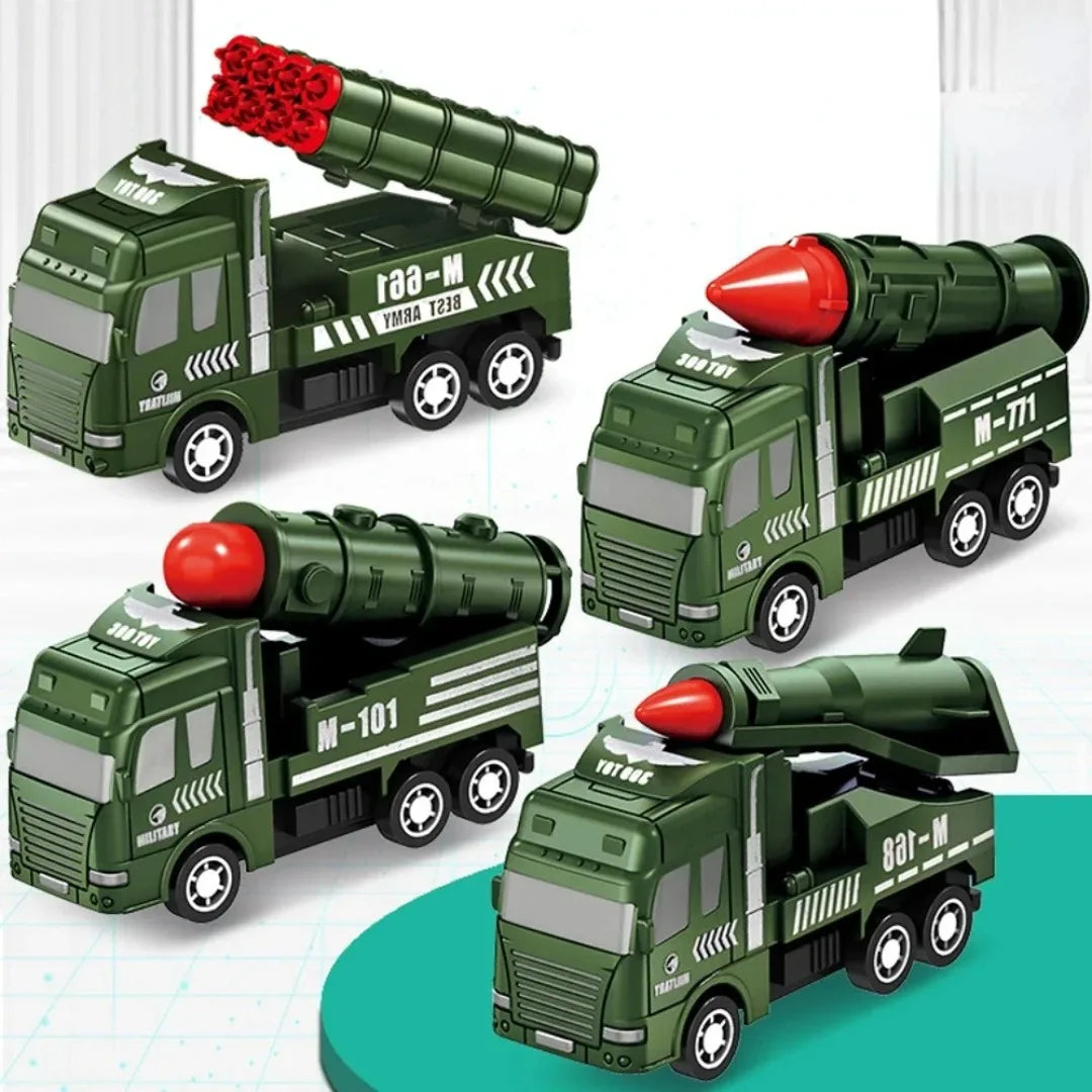 Pull Back Inertia Toy Cars for Kids - Fire Engine & Truck Models