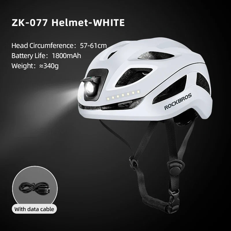 ROCKBROS LED Cycling Helmet - Adjustable & Safe for Night Rides