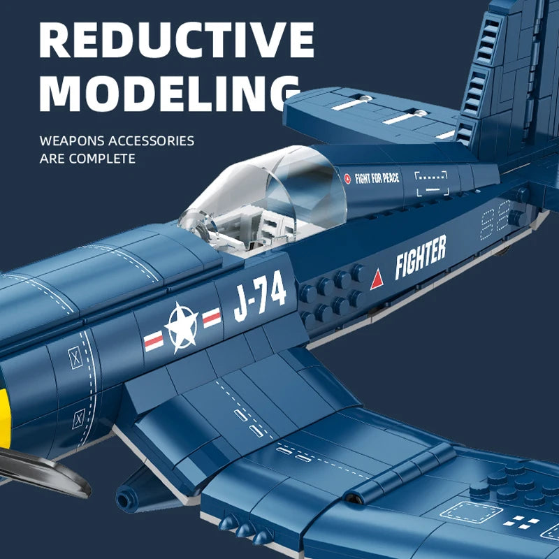 F4U Corsair Fighter Building Blocks Kit - STEM Model Experience