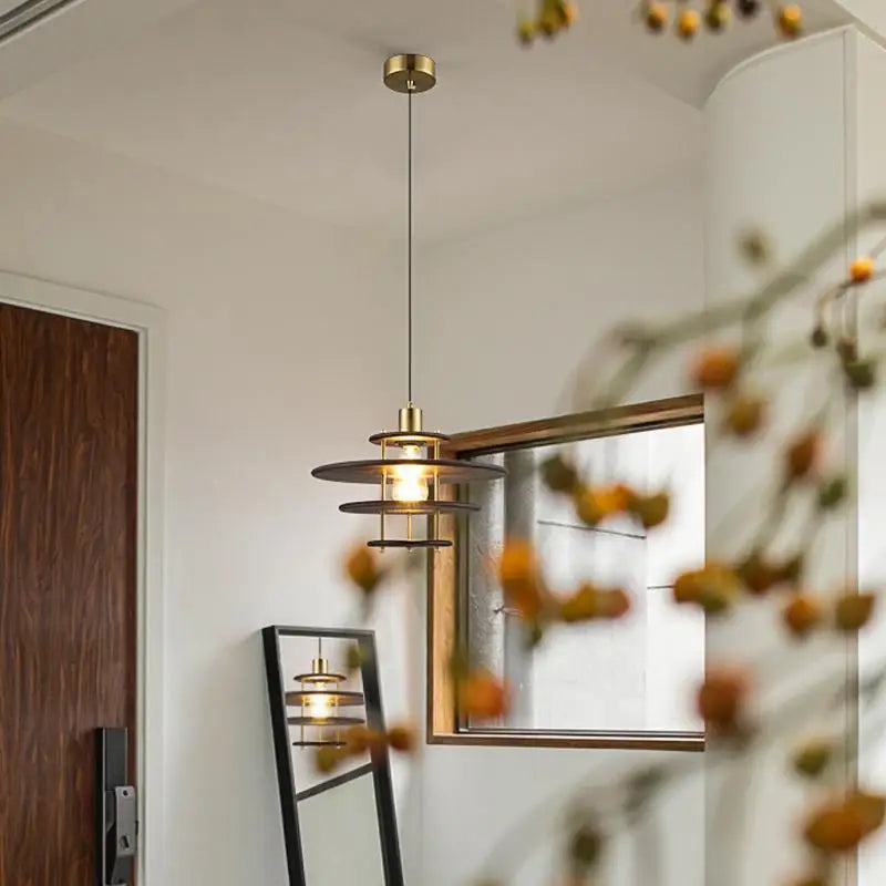 Vintage Walnut Wood Pendant Light for Dining & Bar Spaces