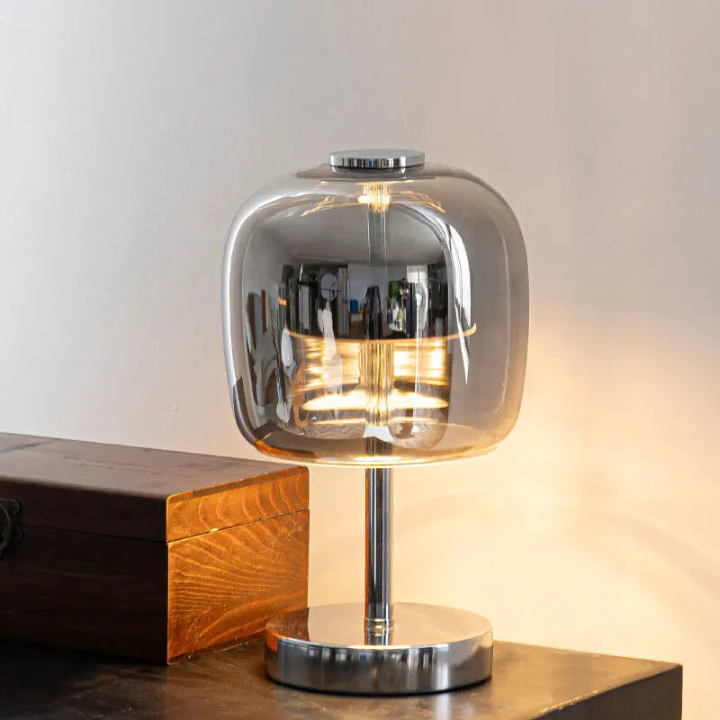 Modern Glass USB Charging Desk Lamp - Three-Color Dimming LED
