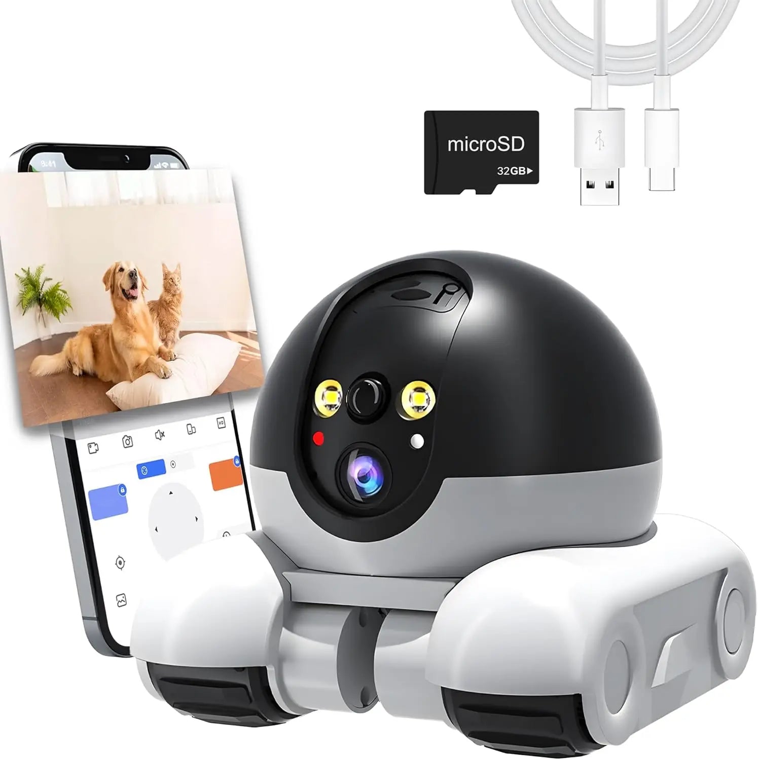 1080P Movable Pet Cam - Smart Home Security & Monitoring for Pets