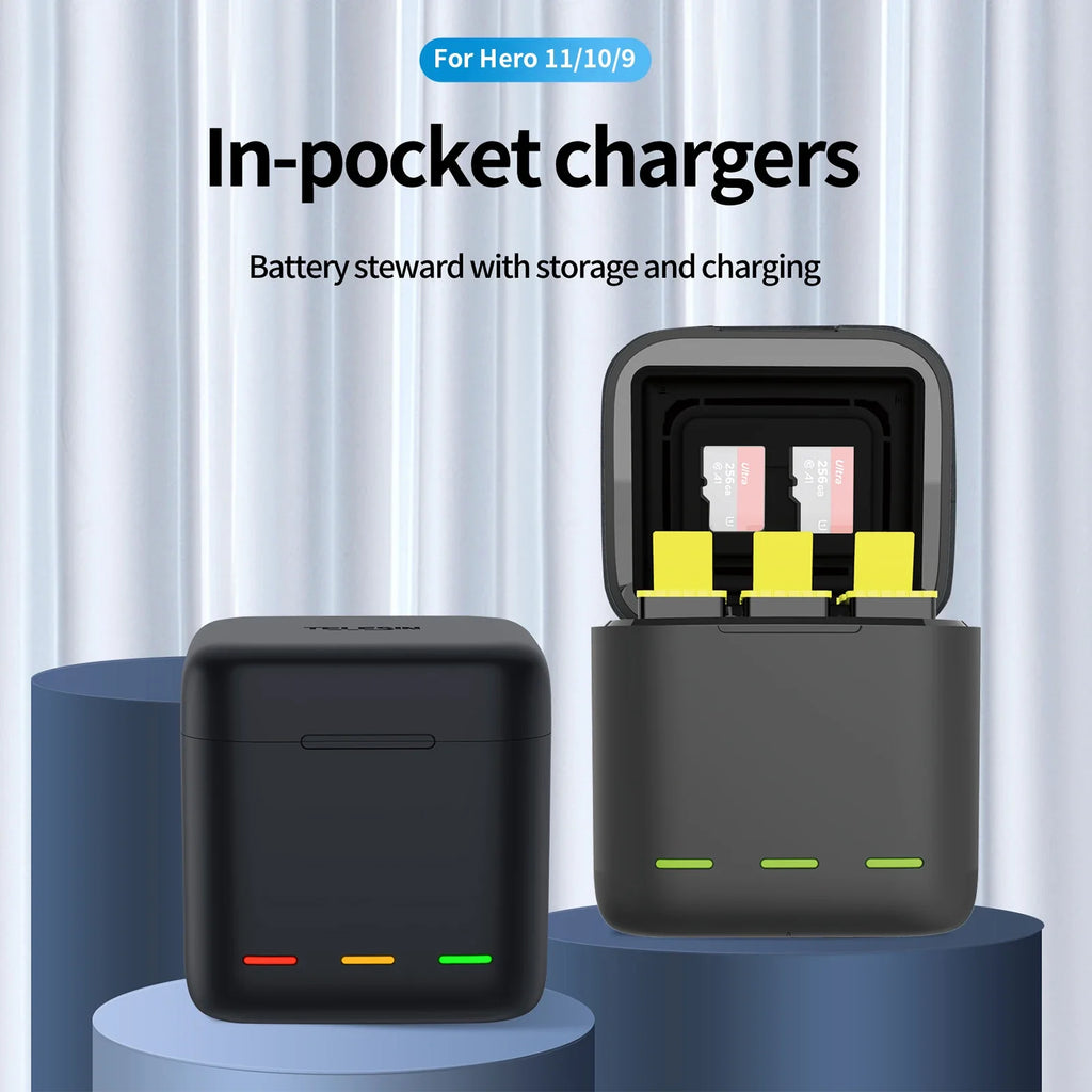 TELESIN Fast Charging Portable Charger for GoPro Hero 9-12
