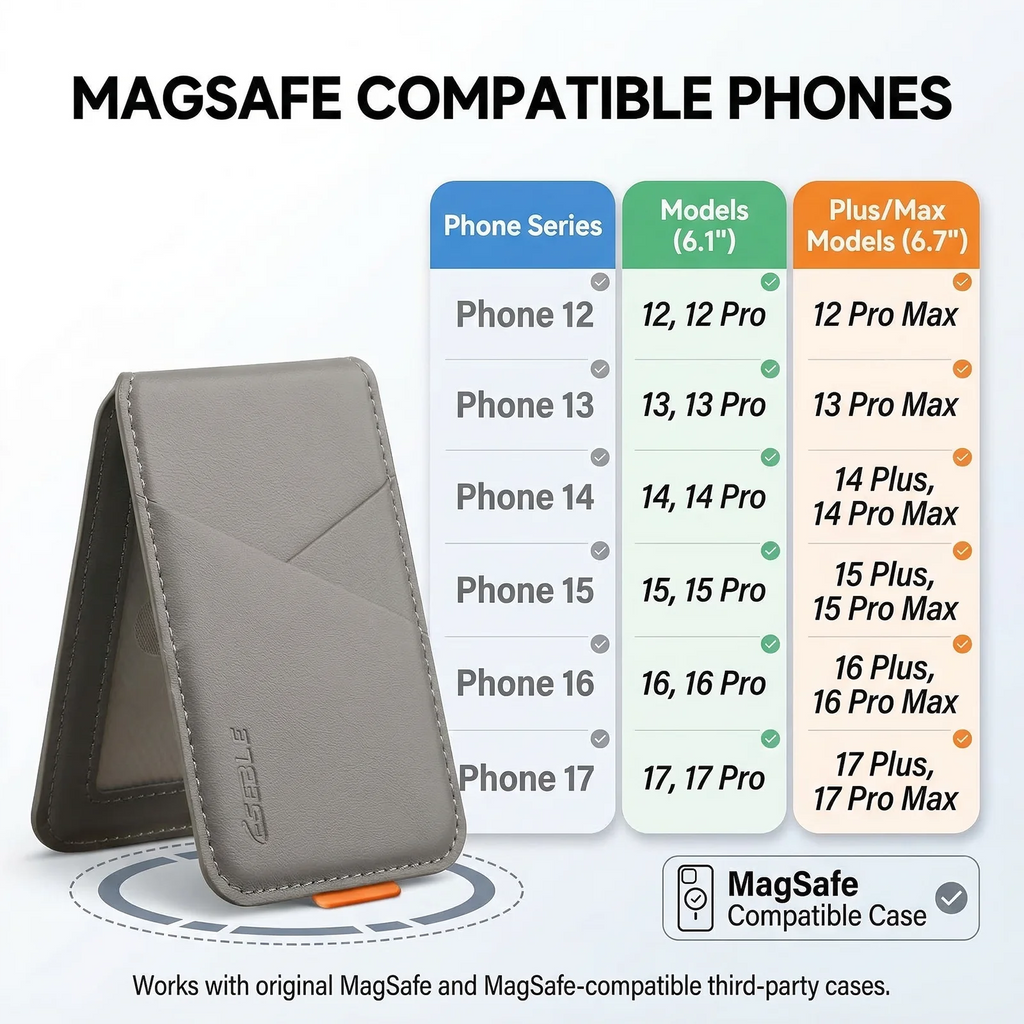 Luxury RFID Magnetic Leather Card Holder for iPhone 14-17 Pro Max