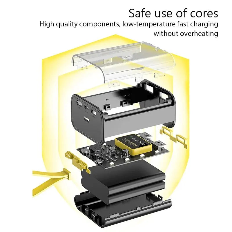 DIY 3x18650 Power Bank Case with Dual USB Charge & LED Night Light