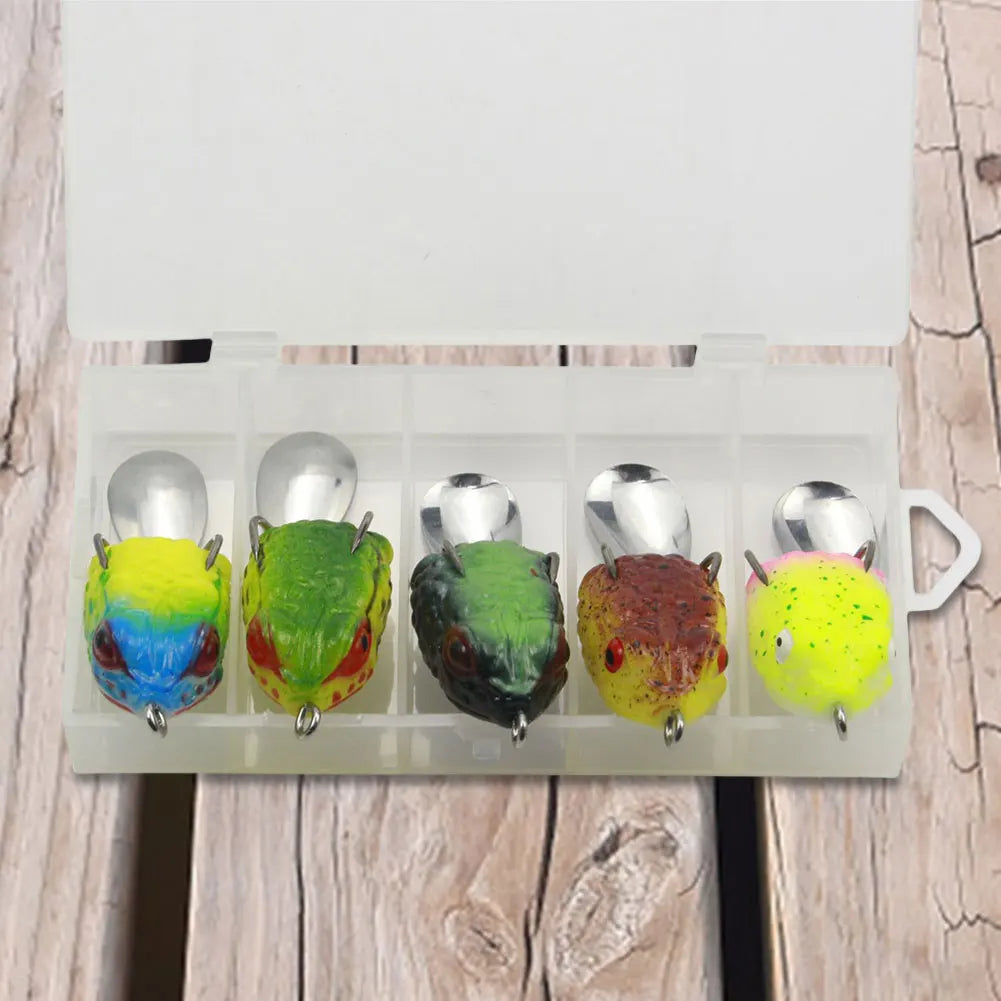 5pcs Mini Bionic Frog Soft Bait with Double Hook - Lifelike Fishing Lure