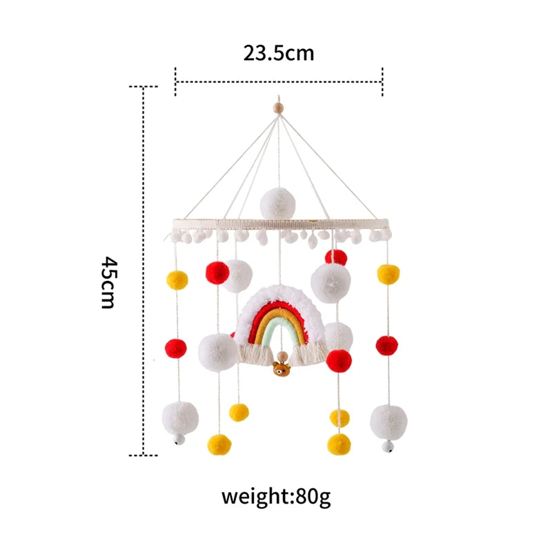 Colorful Wooden Hot Air Balloon Mobile Rattle | Baby Bed Bell Toy
