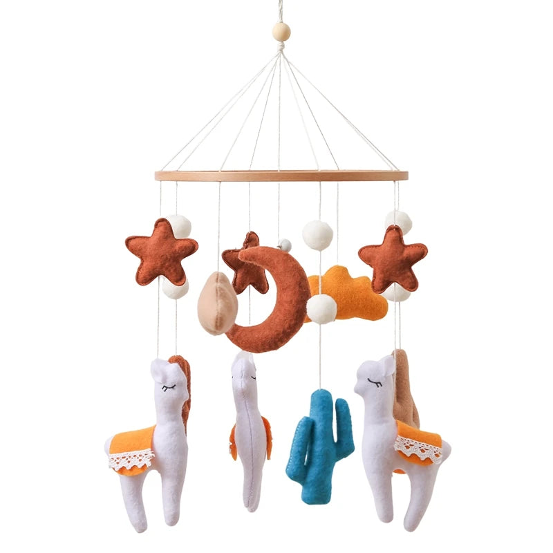 Dreamy Wooden Crib Mobile with Soft Felt Cartoon Bear & Gentle Bells