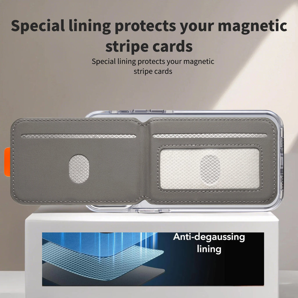 Luxury RFID Magnetic Leather Card Holder for iPhone 14-17 Pro Max