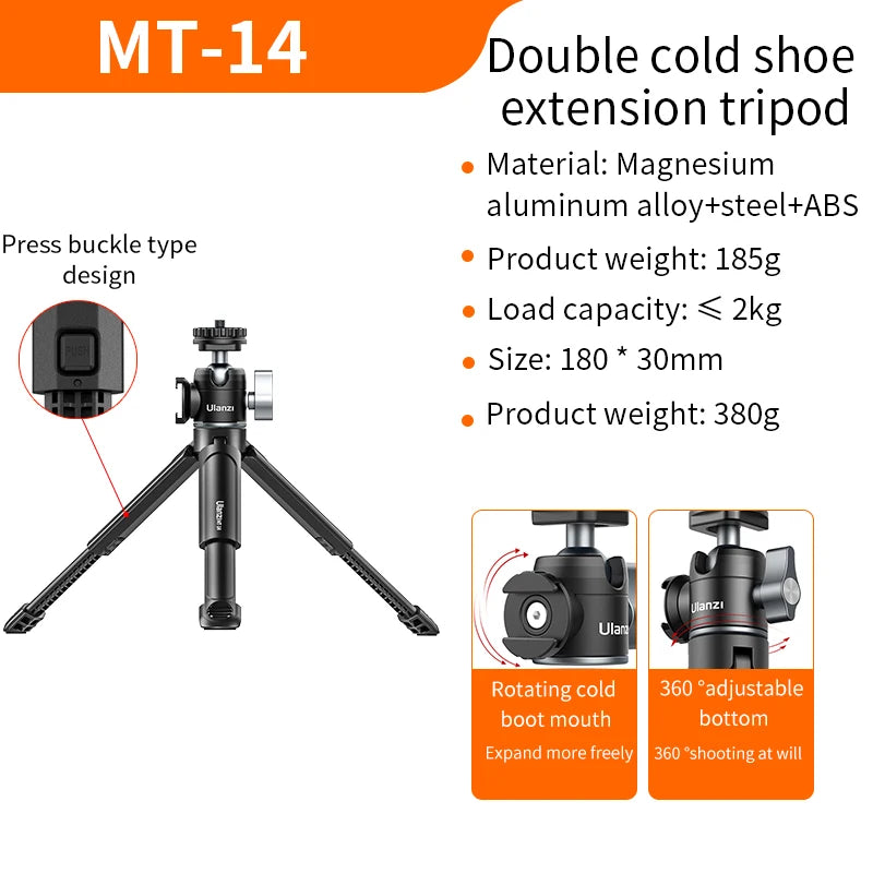 Ulanzi MT-14 Lightweight Tripod with 360° Ballhead – Ideal Vlog Kit