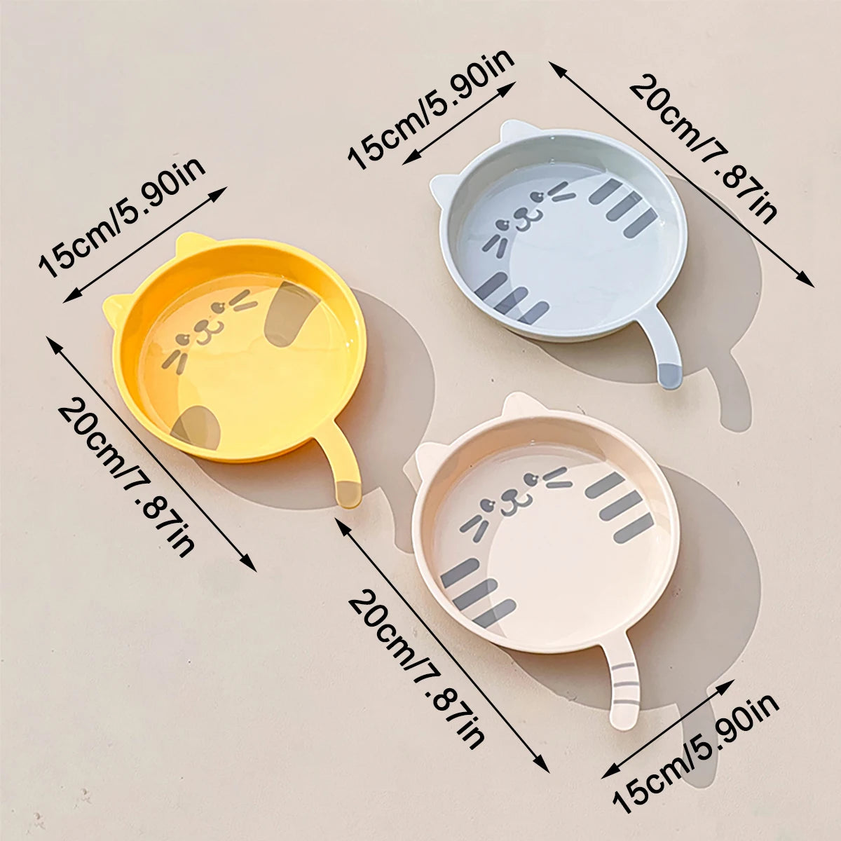 Cute Cat Shaped Reusable Plastic Plates - Fun Fruit Dessert Set