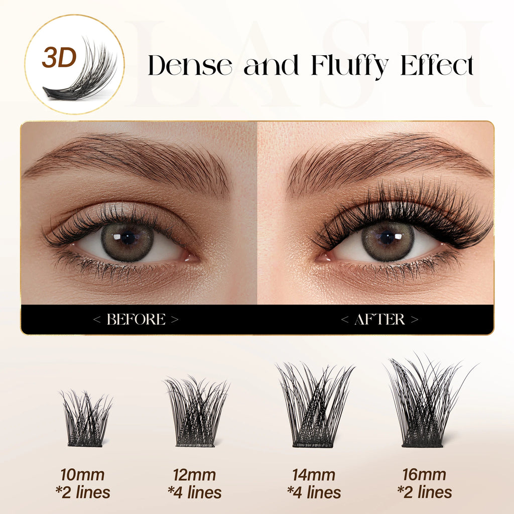 BEFER DIY Cluster Lashes - Natural Volume False Eyelash Extensions