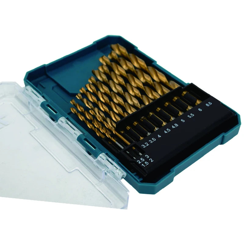Makita HSS Twist Drill Bits Set - 13-Piece Titanium-Coated for Woodworking
