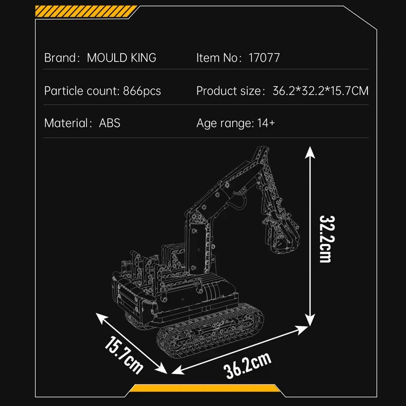 866Pcs Hydraulic Log Grapple Crawler Excavator Building Block Set