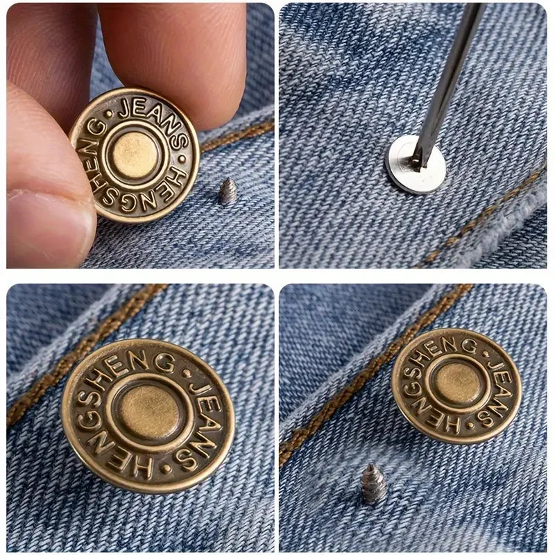 10PCS Durable Adjustable No-Sew Bronze Jeans Buttons - Snap Fasteners