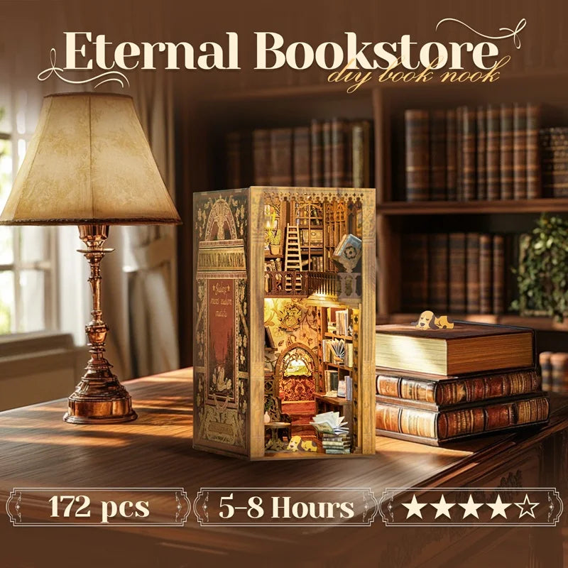 CUTEBEE Miniature Book Nook Kit with LED Light - DIY Dollhouse