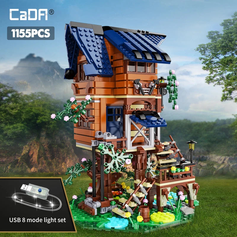 Cada Forest Tree House Building Blocks with LED Light - 1155 Pieces