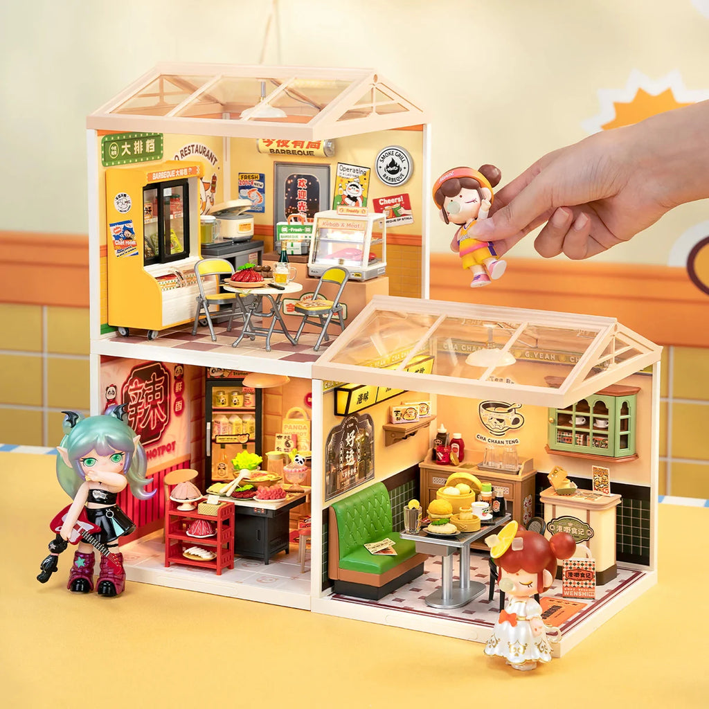 Rolife DIY Night Out Food Stall - Miniature Restaurant Kit for All Ages