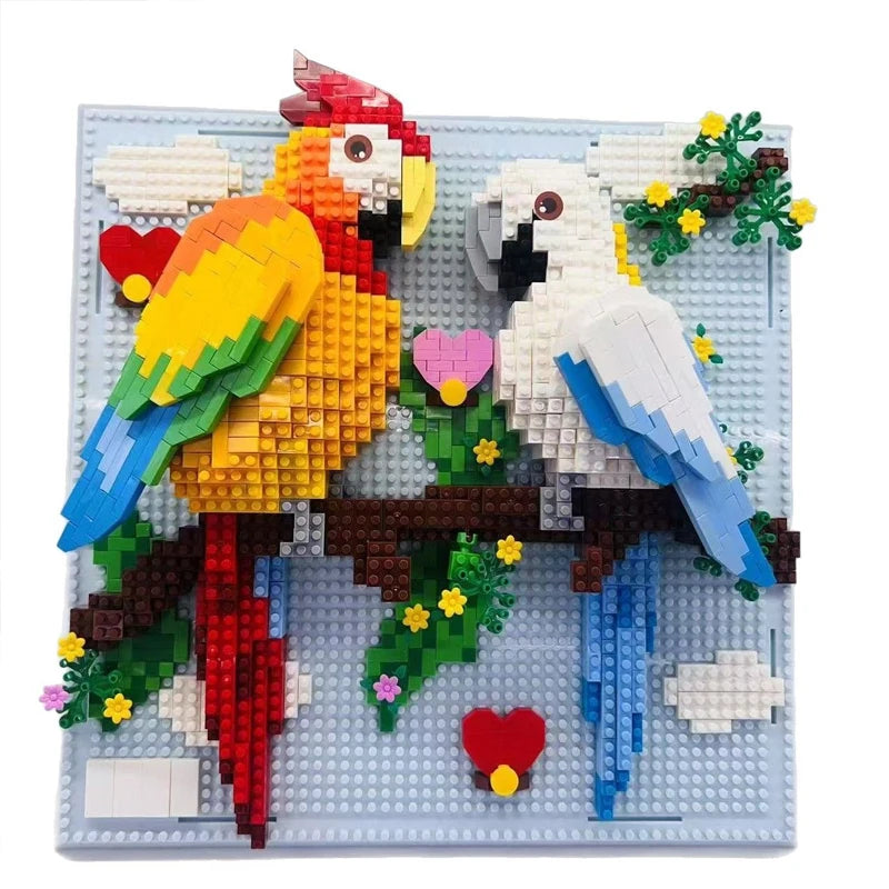 3D Micro Animal Blocks for Creative Wall Art - Sharks & Eagles DIY Kit