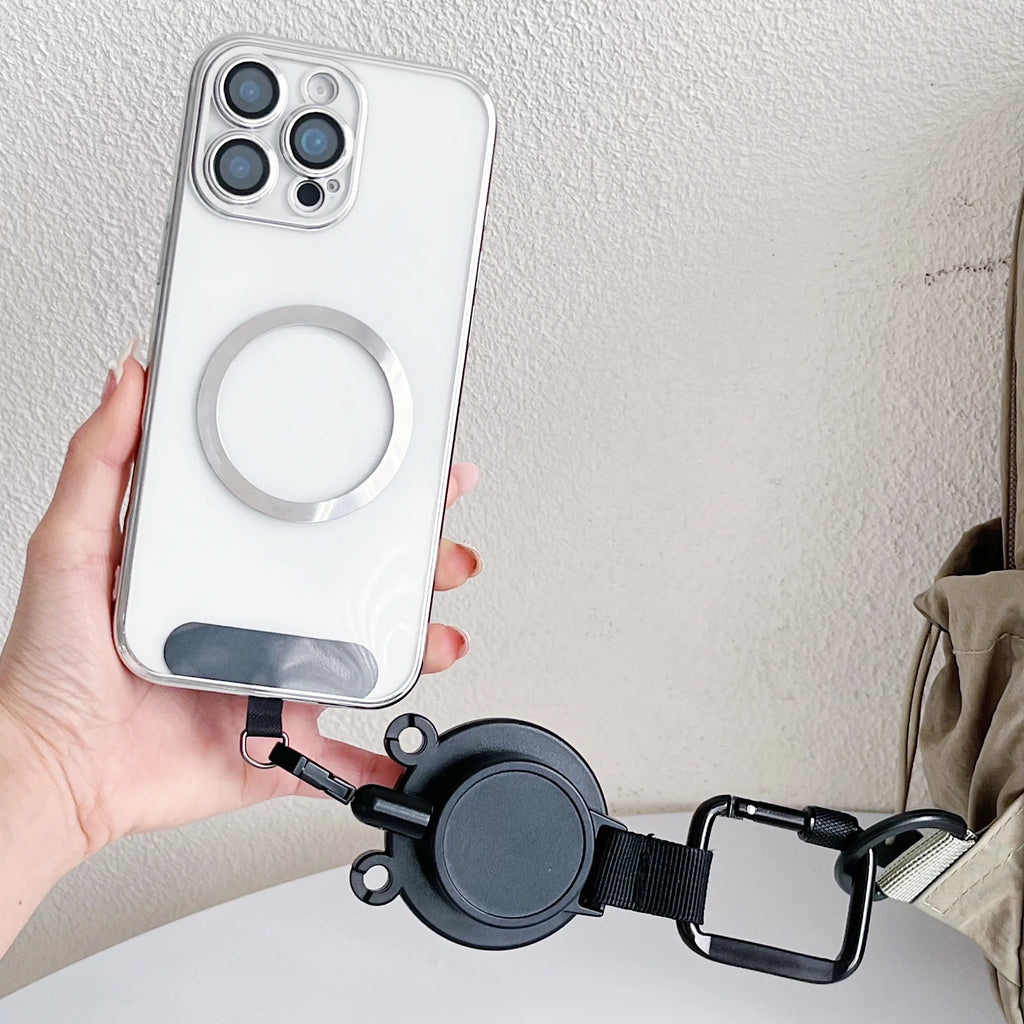 Magnetic Mobile Phone Holder with Retractable Carabiner - Anti-Lost Stand