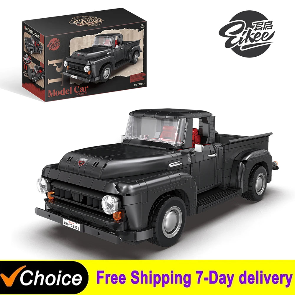 MOULD KING 1953 F100 Pickup Truck Building Blocks Model - Retro Toy