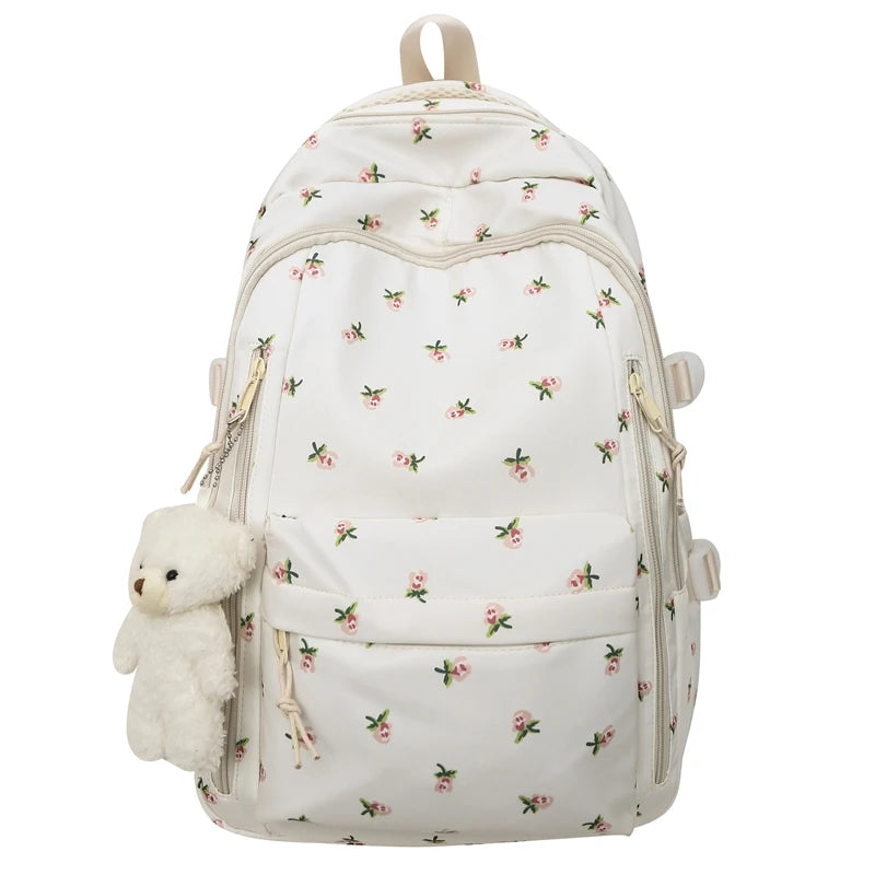 Floral Aesthetic Backpack - Casual Travel Daypack for Girls & Teens