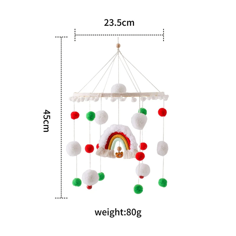 Colorful Wooden Hot Air Balloon Mobile Rattle | Baby Bed Bell Toy