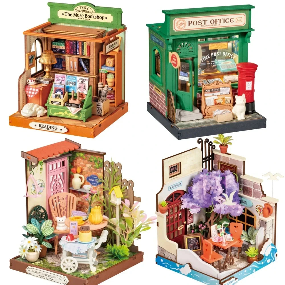 Robotime Rolife Miniature House Building Kits for Kids - 4 Designs