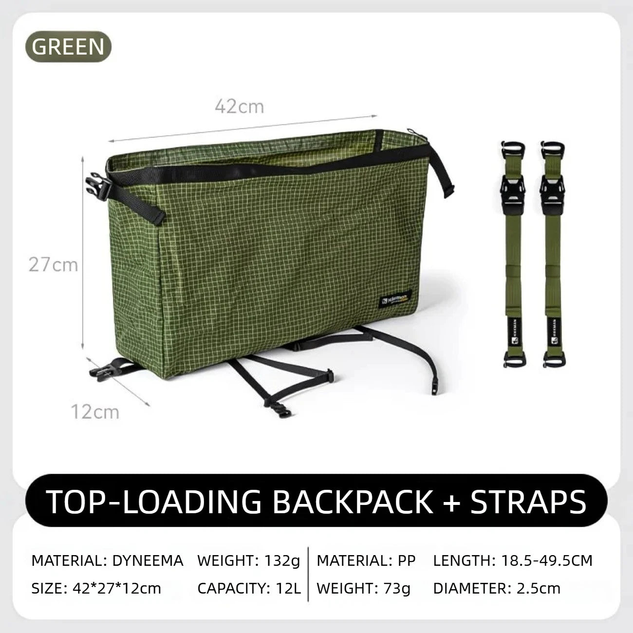 HIKEMAN Ultralight Dyneema Waterproof Backpack Expansion Pouch