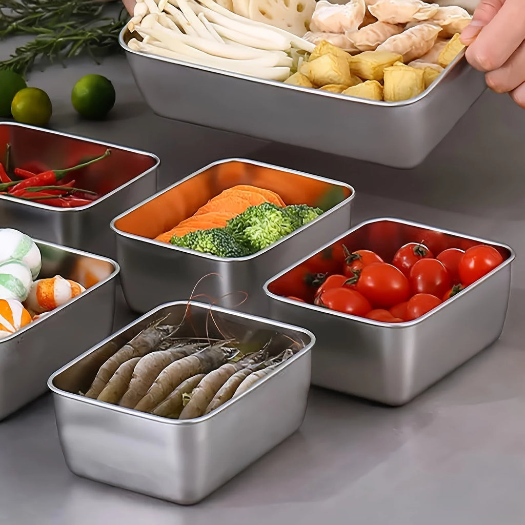 6-Piece Leakproof Stainless Steel Food Storage Containers Set - Stackable & Reusable