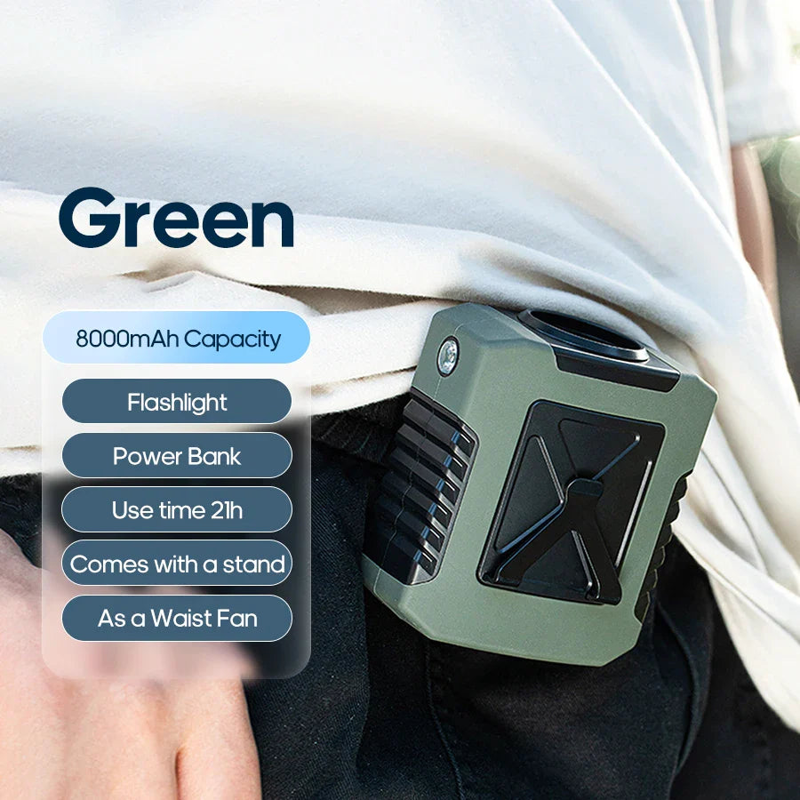 Kinscoter 6000mAh Portable Fan with Power Bank & Lanyard